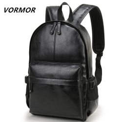 VORMOR Brand Men Backpack Leather School Backpack Bag Fashion Waterproof Travel Bag Casual Leather Book bag Male