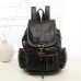 Vintage Women Backpack for Teenage Girls School Bags Large Drawstring Backpacks High Quality PU Leather Black Brown Bag XA658H