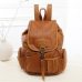 Vintage Women Backpack for Teenage Girls School Bags Large Drawstring Backpacks High Quality PU Leather Black Brown Bag XA658H