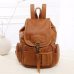 Vintage Women Backpack for Teenage Girls School Bags Large Drawstring Backpacks High Quality PU Leather Black Brown Bag XA658H