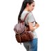 Vintage Women Backpack for Teenage Girls School Bags Large Drawstring Backpacks High Quality PU Leather Black Brown Bag XA658H