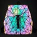 Women Backpack Luminous Geometric Plaid Sequin Female Backpacks For Teenage Girls Bagpack Drawstring Bag Holographic Backpack