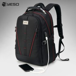 YESO USB Charging Backpack Men Large Capacity Multifunction Teenager Waterproof Oxford Travel Laptop Backpacks For Women Men Bag