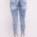  Euramerican High Waist Broken Holes Zipper Design Dark Blue Denim Pants