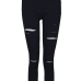 Leisure Broken Holes Black Cotton Skinny Ninth Pants Leisure Broken Holes Black Cotton Skinny Ninth Pants