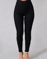  Trendy High Waist Black Denim Pants
