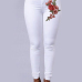 Trendy High Waist Embroidered Design White Denim Pants Trendy High Waist Embroidered Design White Denim Pants