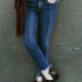 Trendy High Waist Zipper Design Blue Denim Jeans Trendy High Waist Zipper Design Blue Denim Jeans