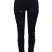 Trendy Mid Waist Broken Holes Black Denim Zipped Jeans Trendy Mid Waist Broken Holes Black Denim Zipped Jeans