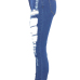  Trendy Mid Waist Broken Holes Blue Denim Pants