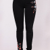  Trendy Mid Waist Embroidered Design Black Denim Jeans