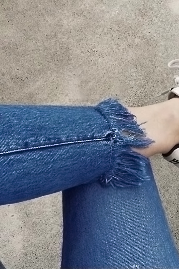  denim Solid Zipper Fly High Regular Pants Jeans