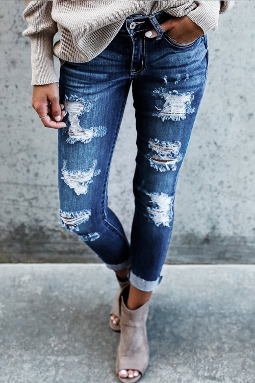  denim Solid Zipper Fly Mid Skinny Pants Jeans