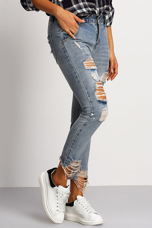  denim Solid Zipper Fly Mid Straight Pants Jeans