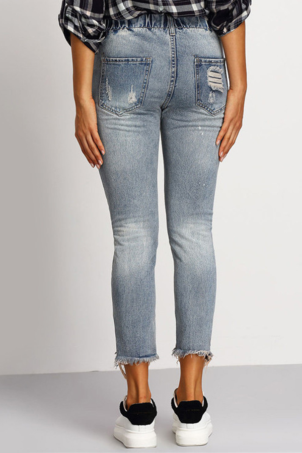  denim Solid Zipper Fly Mid Straight Pants Jeans