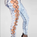 Sexy High Waist Lace-up Hollow-out Blue Denim Jeans Sexy High Waist Lace-up Hollow-out Blue Denim Jeans