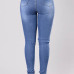 Stylish High Waist Broken Holes Blue Cotton Skinny Pants Stylish High Waist Broken Holes Blue Cotton Skinny Pants
