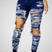 Stylish High-Waisted Hollow-out Design Blue Denim Jeans Stylish High-Waisted Hollow-out Design Blue Denim Jeans