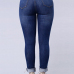 Trendy Mid Waist Button Fly Blue Denim Skinny Jeans