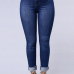 Trendy Mid Waist Button Fly Blue Denim Skinny Jeans