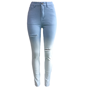 denim Solid Zipper Fly High Regular Pants Jeans