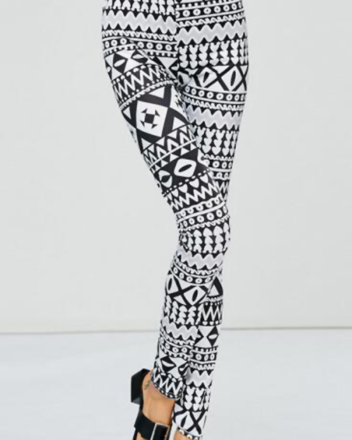 Euramerican High Waist Printed Polyester Leggings Euramerican High Waist Printed Polyester Leggings