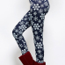 Euramerican High Waist Snowflakes Printing Navy Blue Polyester Leggings Euramerican High Waist Snowflakes Printing Navy Blue Polyester Leggings