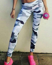  Euramerican Mid Waist Camouflage Printing Grey Blending Leggings