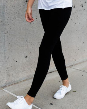  Leisure Elastic Waist Black Cotton Blends Leggings