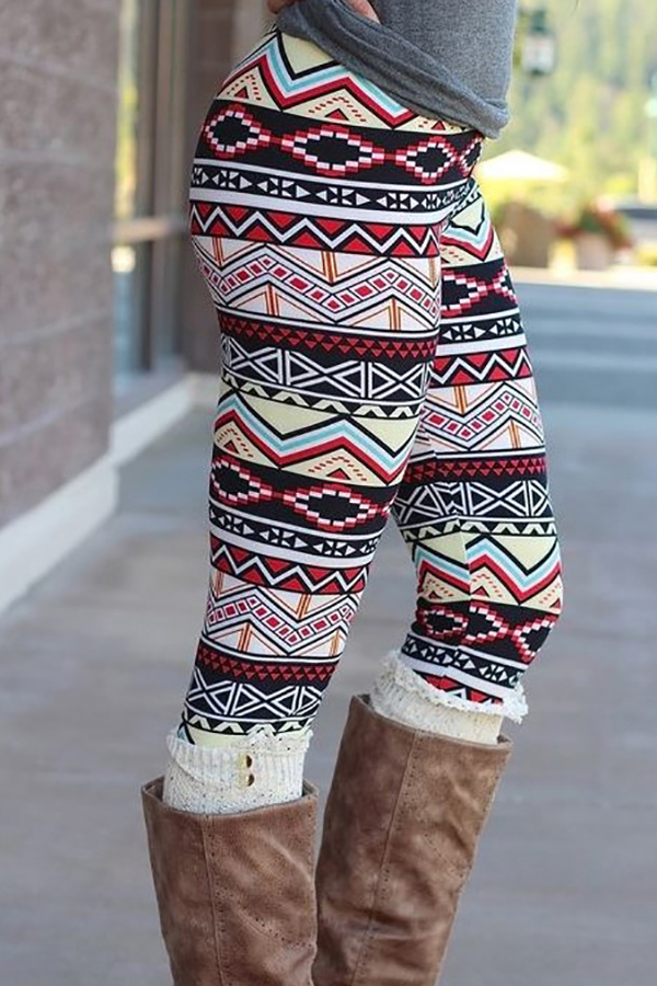  Trendy High Waist Printing Polyester Leggings