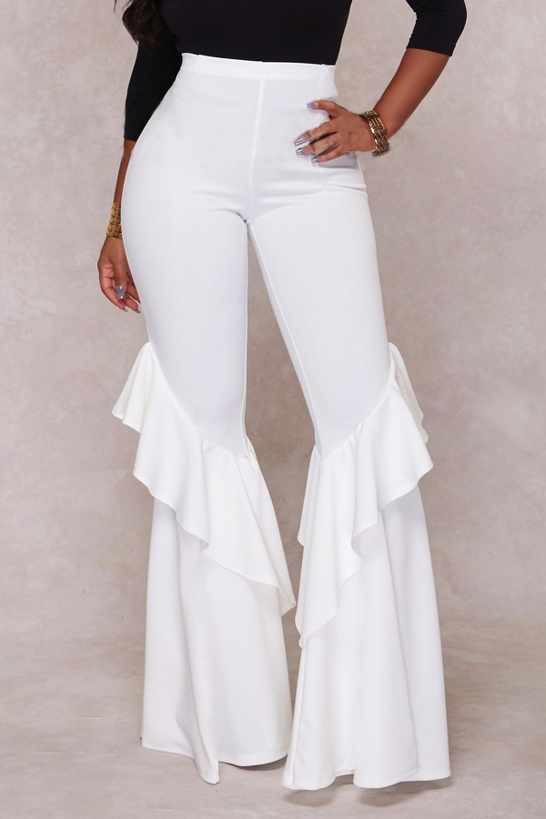  Euramerican High Waist Falbala Design White Qmilch Pants