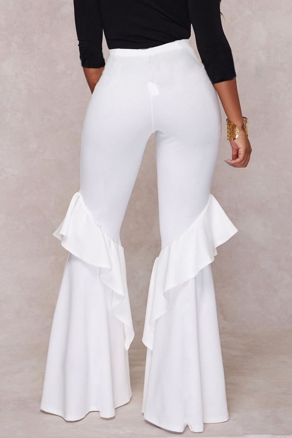  Euramerican High Waist Falbala Design White Qmilch Pants