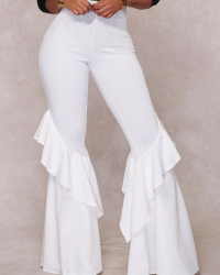 Euramerican High Waist Falbala Design White Qmilch Pants