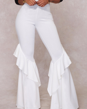  Euramerican High Waist Falbala Design White Qmilch Pants