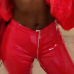 Euramerican High Waist Zipper Design Red Leather Pants Euramerican High Waist Zipper Design Red Leather Pants