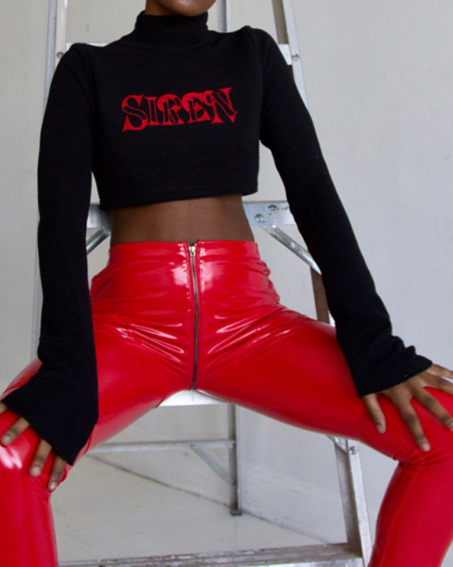 Euramerican High Waist Zipper Design Red Leather Pants Euramerican High Waist Zipper Design Red Leather Pants
