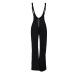 Sexy High Waist Zipper Design Black Polyester Suspender Pants Sexy High Waist Zipper Design Black Polyester Suspender Pants