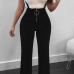 Sexy High Waist Zipper Design Black Polyester Suspender Pants Sexy High Waist Zipper Design Black Polyester Suspender Pants