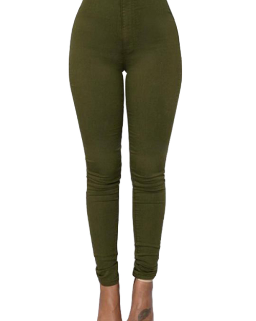 Stylish Mid Waist Green Cotton Blends Pants Stylish Mid Waist Green Cotton Blends Pants