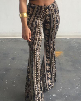 Euramerican Elastic Waist Printed Cotton Pants