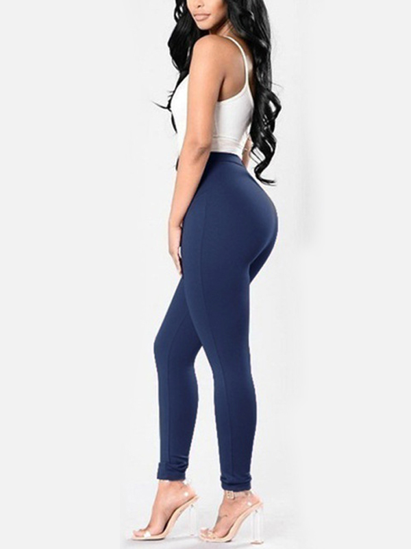 Euramerican High Waist Lace-up Blue Polyester Pants