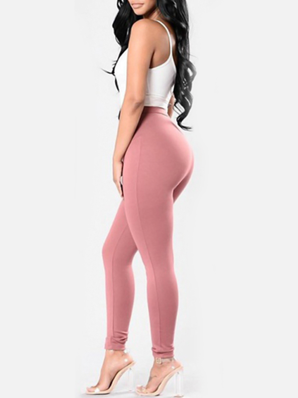 Euramerican High Waist Lace-up Pink Polyester Pants