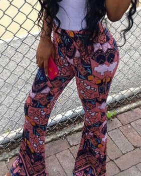 Euramerican High Waist Printed Cotton Pants