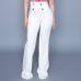 Euramerican High Waist Zipper Design White Polyester Pants Euramerican High Waist Zipper Design White Polyester Pants