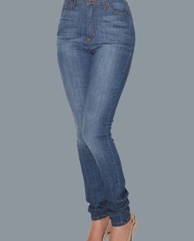 Stylish High Waist Blue Cotton Skinny Pants
