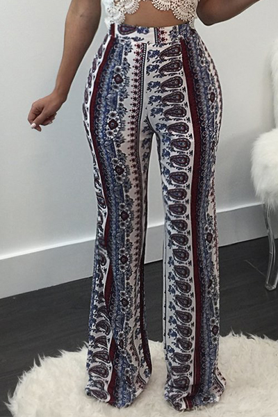 Stylish High Waist Printed Cotton Pants