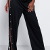 Trendy Elastic Waist High Split Black Qmilch Pants