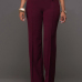 Trendy High Waist Double-breasted Decorative Wine Red Polyester Pants Trendy High Waist Double-breasted Decorative Wine Red Polyester Pants
