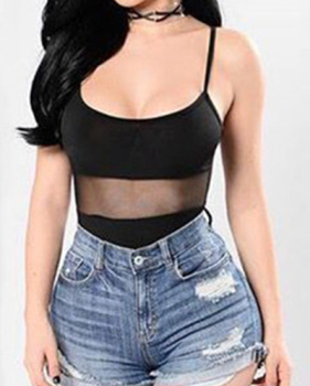 Denim Solid Zipper Fly High Skinny Shorts