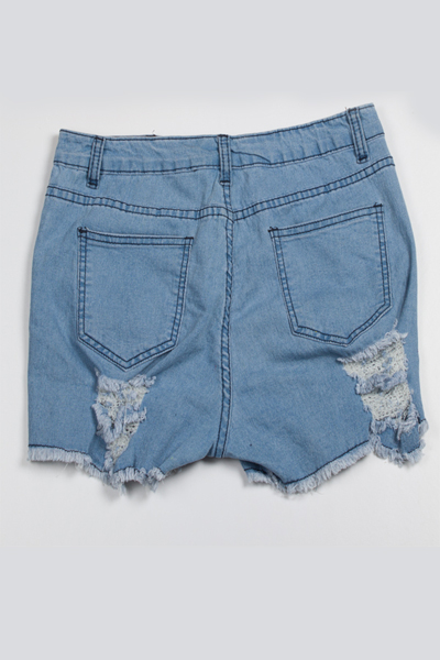 Sexy High Waist Broken Holes Blue Denim Skinny Shorts